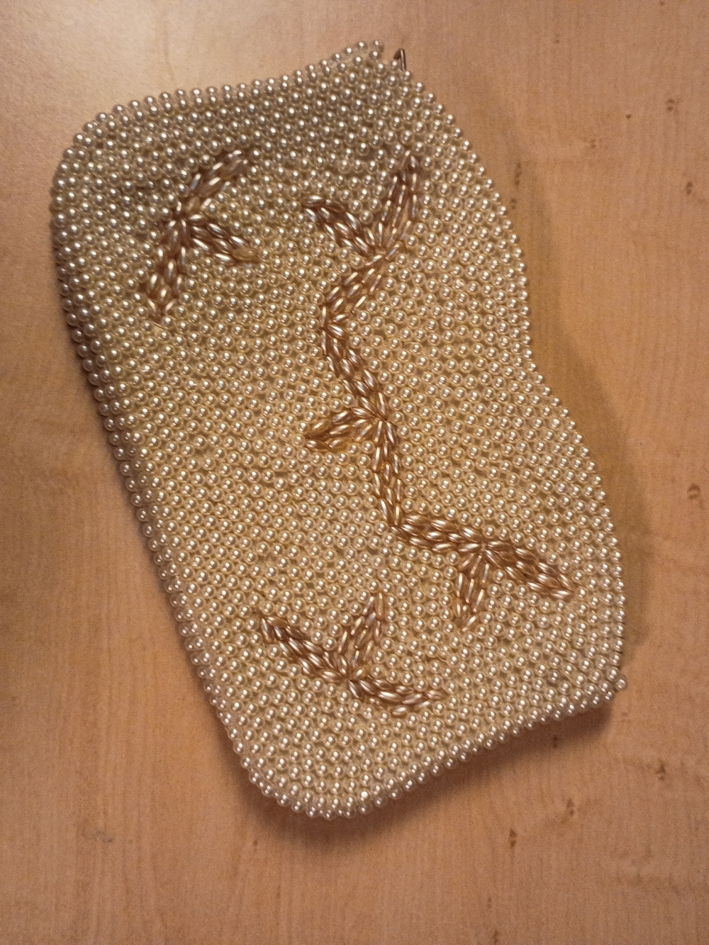 Pearl Beaded Mini Clutch Bag - Gold